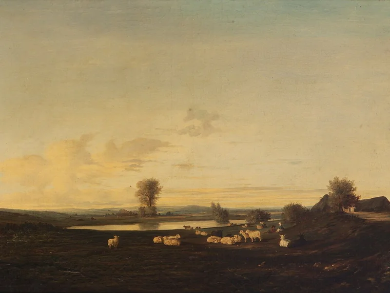 1816-Léon-Victor Dupré - Paesaggio con figure e animali